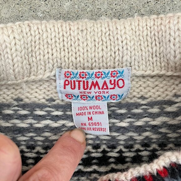 Putymayo New York Wool Cardigan Sweater - Fair Isle design - Wm sz Medium - Picture 5 of 5